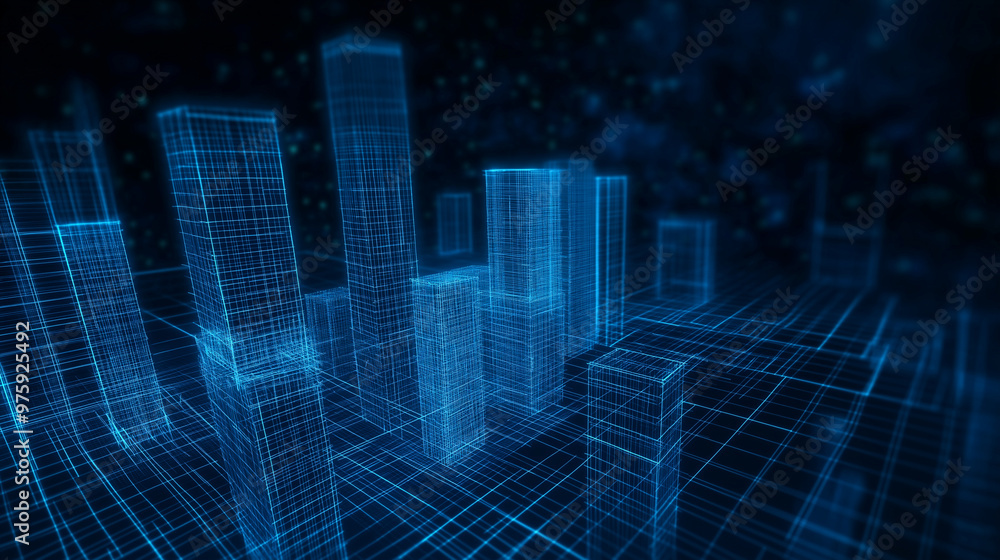 A detailed wireframe 3D vector of a smart city layout, with layers showcasing both visible buildings and invisible underground infrastructure. A detailed wireframe 3D vector of a smart city layout, with layers showcasing both visible buildings and invisible underground infrastructure.