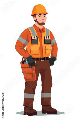 A construction worker wearing a construction helmet