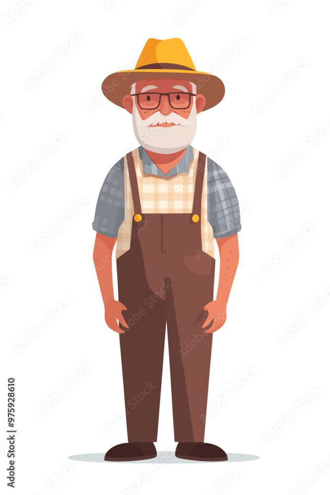 An old man wearing a farmer outfit An old man wearing a farmer outfit