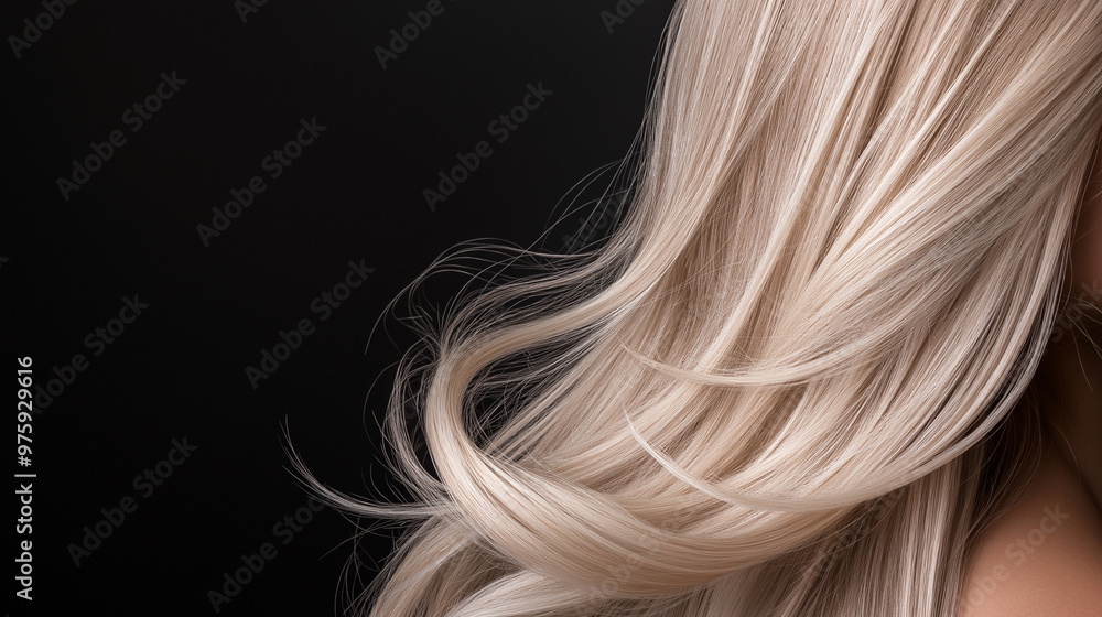 Naklejka premium Flowing ash blonde hair with subtle highlights, giving off a soft shine and luxurious texture for a minimalistic yet glamorous style.