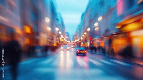 Wallpaper Mural A blurry street scene, symbolizing cataract-induced vision loss, with only partial clarity in the distance. Torontodigital.ca