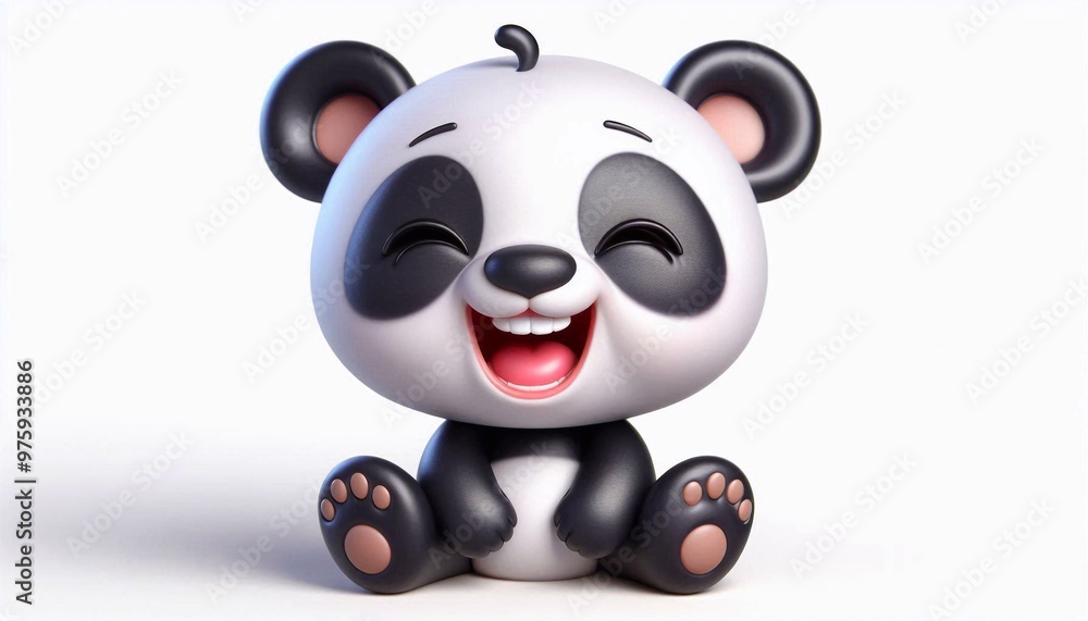 Naklejka premium 3D lachendes Pandabär Baby