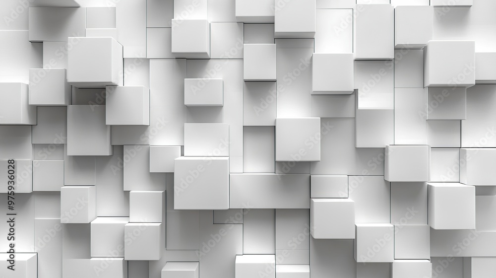 Abstract white 3D cube pattern, modern, geometric, minimalist design, background. Abstract white 3D cube pattern, modern, geometric, minimalist design, background.
