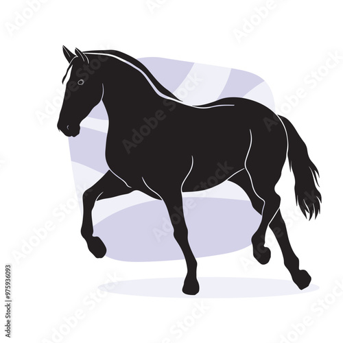 Hand drawn silhouette  Horse vector illustration with white background, Silhouettes Animal
