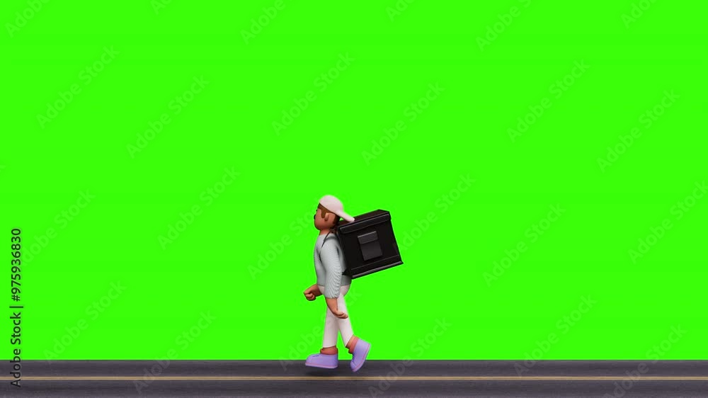 Online delivery service and food delivery concept. Express courier, parcel box. Fast food delivery service, courier video. Loopable green background with alpha channel prores 4444 3d 4K. Online delivery service and food delivery concept. Express courier, parcel box. Fast food delivery service, courier video. Loopable green background with alpha channel prores 4444 3d 4K.
