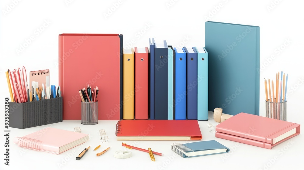 Different stationery sets and folders separated Different stationery sets and folders separated