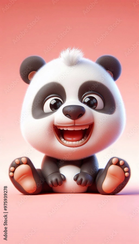 Naklejka premium 3D lachendes Pandabär Baby