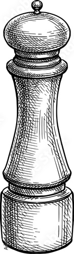 Spice mill ink illustration.