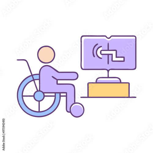 Accessible Education Icon in Blue, Lavender, and Peach Tones