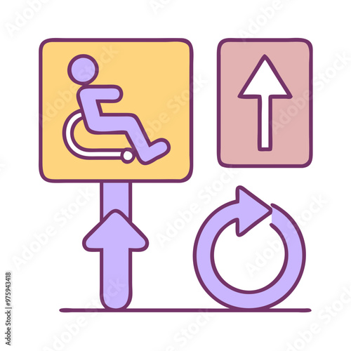 Accessible Parking Icon in Blue, Lavender, and Peach Tones