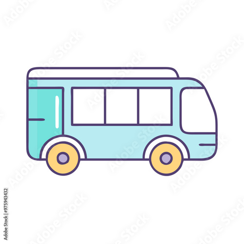 Accessible Bus Icon in Blue, Lavender, and Peach Tones