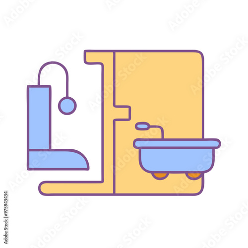 Accessible Bathroom Icon in Soft Blue and Peach Tones