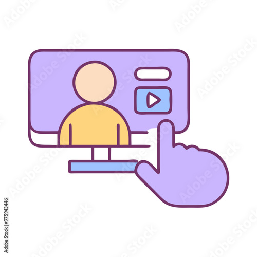 Accessible Technology Icon in Blue, Lavender, and Peach Tones