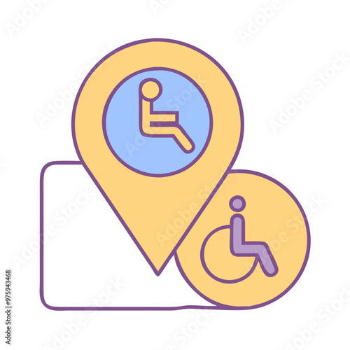 Accessible Tourism Icon in Blue, Lavender, and Peach Tones