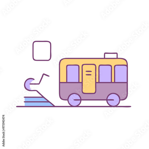 Accessible Train Icon in Blue, Lavender, and Peach Tones