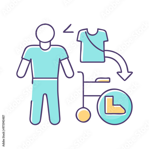 Adaptive Clothing Icon in Blue, Lavender, and Peach Tones