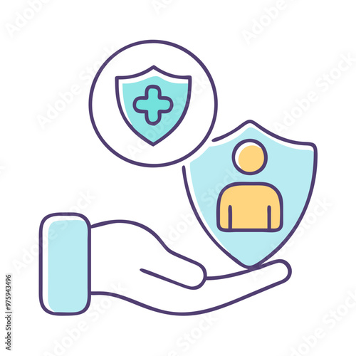 Access to Care Icon in Blue, Lavender, and Peach Tones