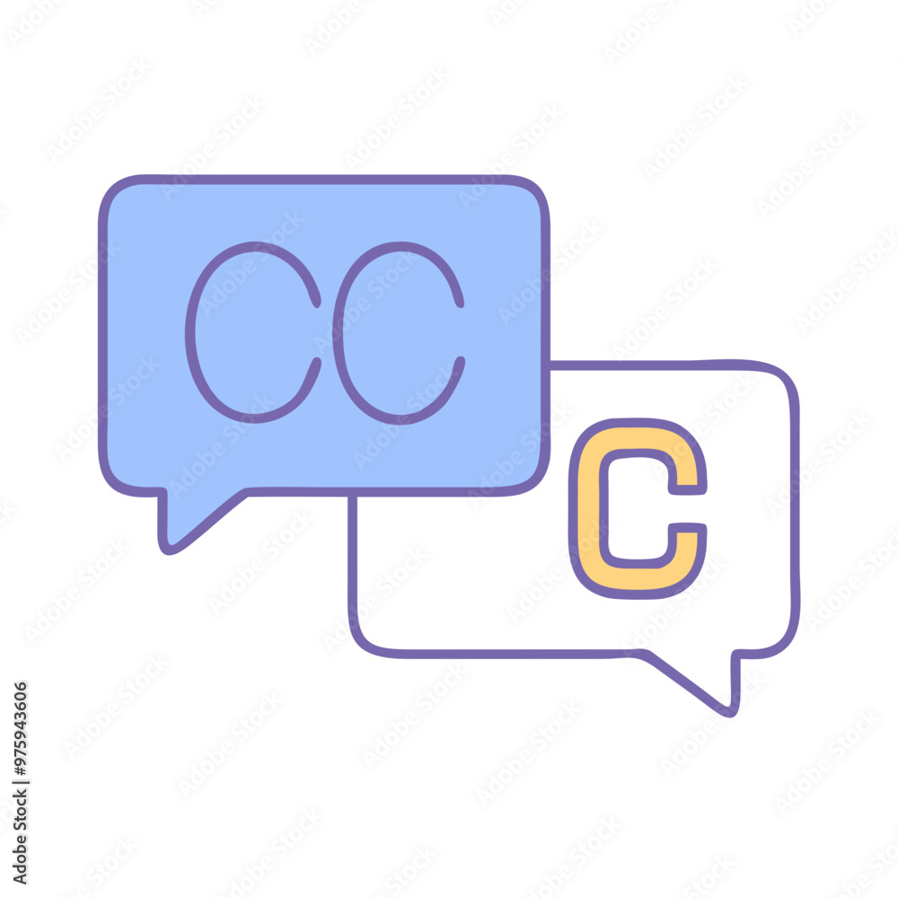 Closed Captioning Icon in Blue, Lavender, and Peach Tones Closed Captioning Icon in Blue, Lavender, and Peach Tones