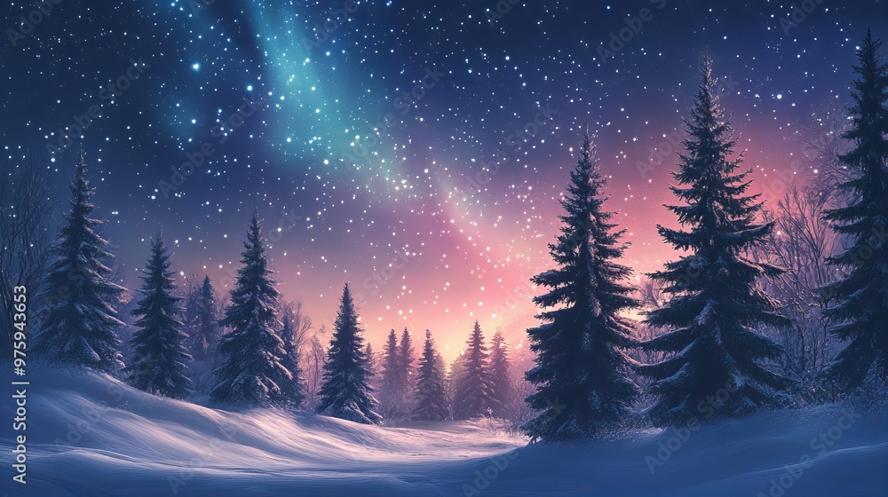 Captivating Night Sky Display with Northern Lights and Stars Perfect for Holiday Themes and Winter Decor Captivating Night Sky Display with Northern Lights and Stars Perfect for Holiday Themes and Winter Decor