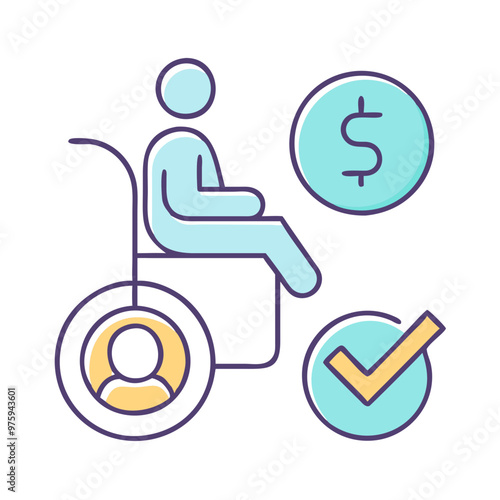 Disability Benefits Icon in Blue, Lavender, and Peach Tones