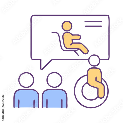 Disability Conference Icon in Blue, Lavender, and Peach Tones