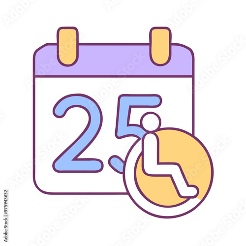 Disability Day Icon in Blue, Lavender, and Peach Tones
