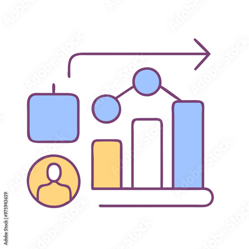 Disability Data Icon in Blue, Lavender, and Peach Tones