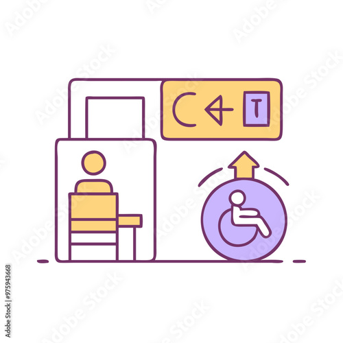 Disability-Friendly Business Icon in Blue, Lavender, and Peach Tones