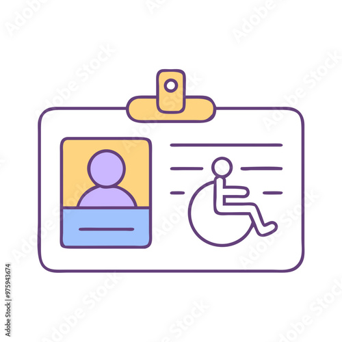 Disability ID Card Icon in Blue, Lavender, and Peach Tones