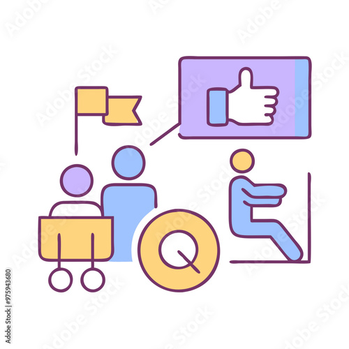 Disability-Friendly Event Icon in Blue, Lavender, and Peach Tones