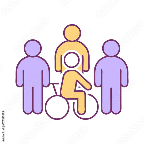 Disability Organizations Icon in Blue, Lavender, and Peach Tones