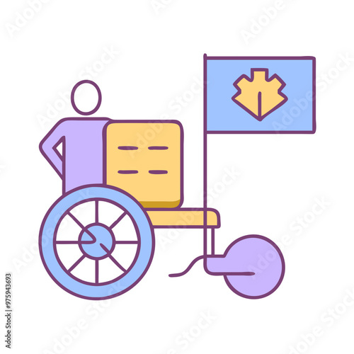 Disability History Icon in Blue, Lavender, and Peach Tones