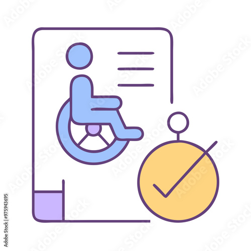 Disability Policy Icon in Blue, Lavender, and Peach Tones