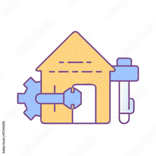 Home Modifications Icon in Blue, Lavender, and Peach Tones