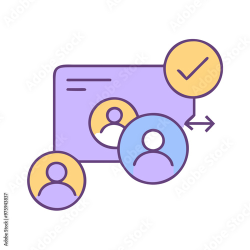 Inclusive Design Icon in Blue, Lavender, and Peach Tones