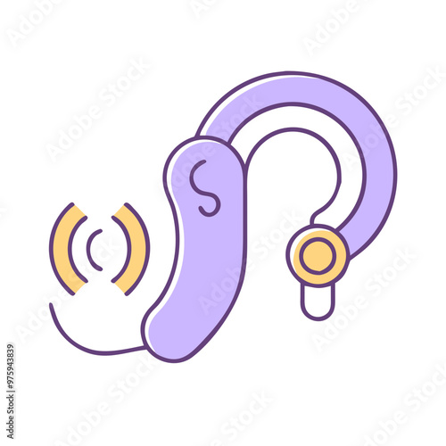 Hearing Aid Icon in Blue, Lavender, and Peach Tones
