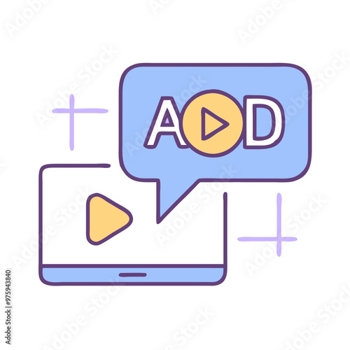 Inclusive Media Icon in Blue, Lavender, and Peach Tones