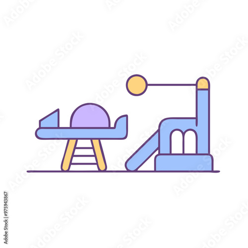 Inclusive Playground Icon in Blue, Lavender, and Peach Tones