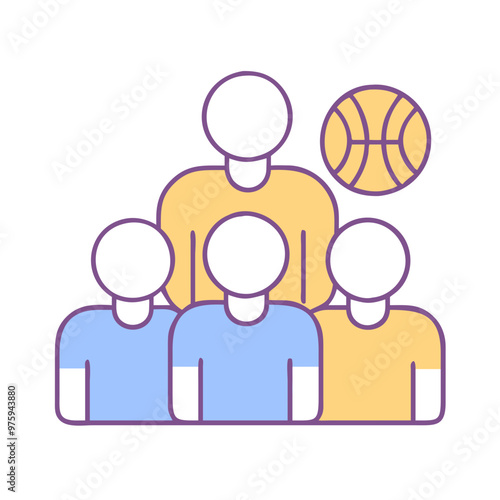 Inclusive Sports Icon in Blue, Lavender, and Peach Tones