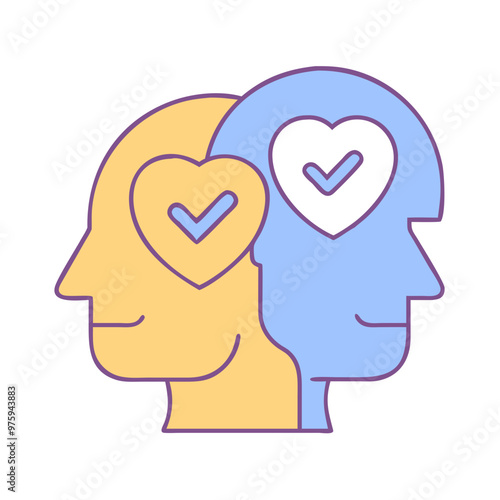 Mental Health Support Icon in Blue, Lavender, and Peach Tones