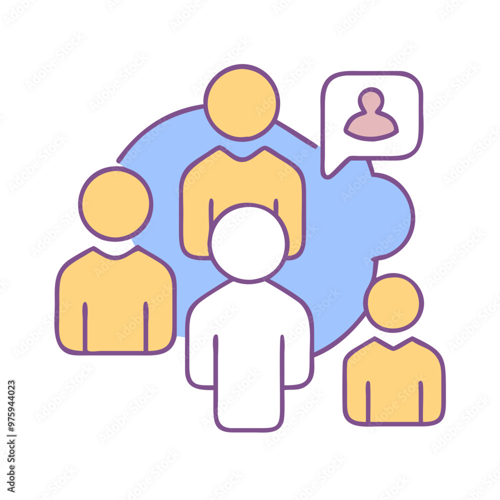 Social Inclusion Icon in Blue, Lavender, and Peach Tones Social Inclusion Icon in Blue, Lavender, and Peach Tones