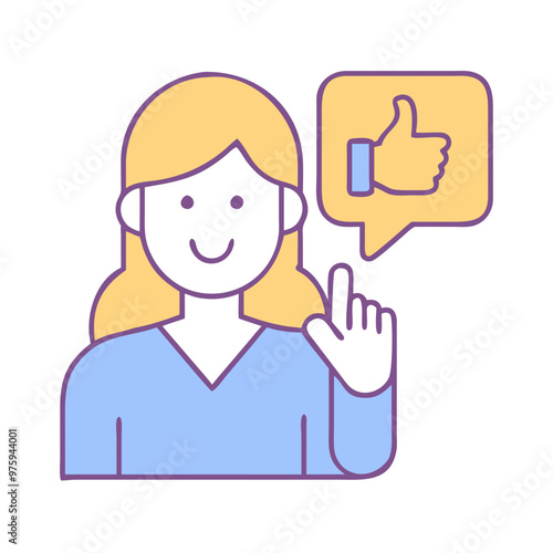 Sign Language Interpreter Icon in Blue, Lavender, and Peach Tones