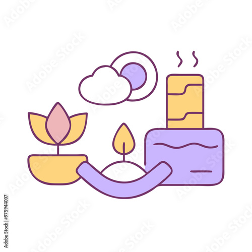 Sensory-Friendly Environment Icon in Blue, Lavender, and Peach Tones