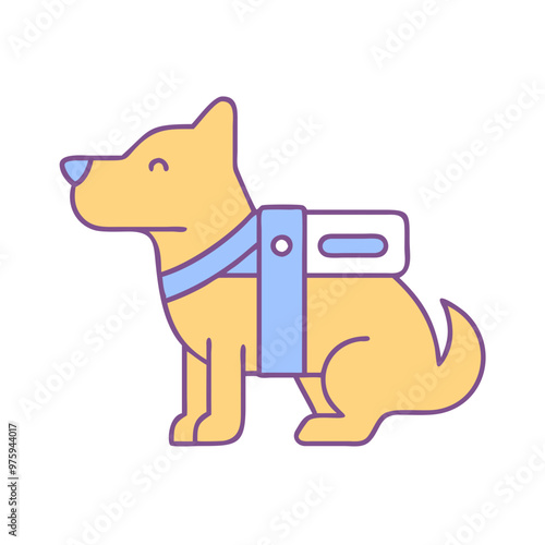 Service Animal Icon in Blue, Lavender, and Peach Tones