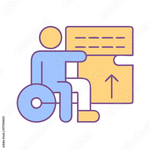 Universal Design Icon in Blue, Lavender, and Peach Tones