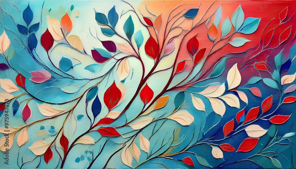 Flowing Autumn Leaves in Abstract Oil Painting Flowing Autumn Leaves in Abstract Oil Painting