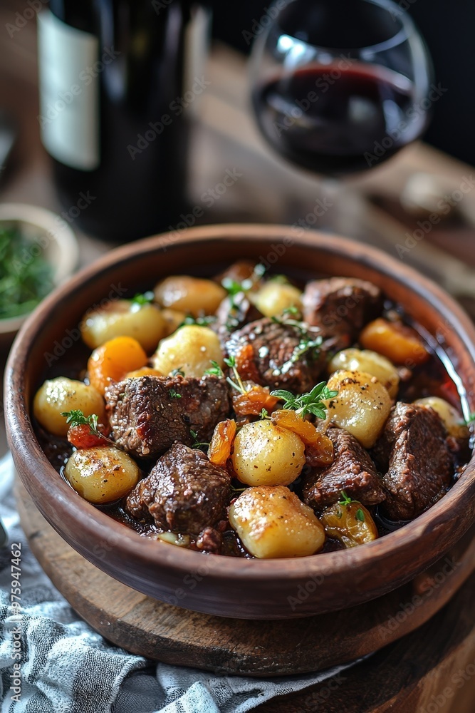 Dalmatinska pašticada: Beef stew cooked with red wine, vinegar, dried fruits, and vegetables, served with gnocchi. Dalmatinska pašticada: Beef stew cooked with red wine, vinegar, dried fruits, and vegetables, served with gnocchi.