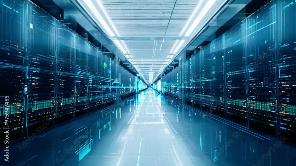 Inside a modern data center showcasing high-tech server racks and advanced infrastructure in 2023 Inside a modern data center showcasing high-tech server racks and advanced infrastructure in 2023