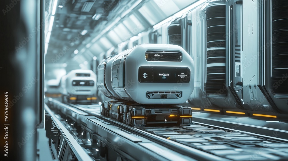 Obraz premium futuristic cargo boxes delivery system