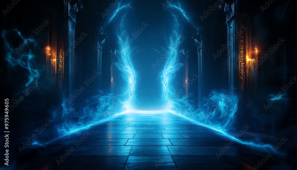 Imaginative corridor with swirling mist and ethereal light, creating a dreamlike atmosphere, fantasy theme Imaginative corridor with swirling mist and ethereal light, creating a dreamlike atmosphere, fantasy theme